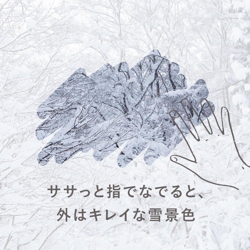 ササっと指でなでると、外はキレイな雪景色
